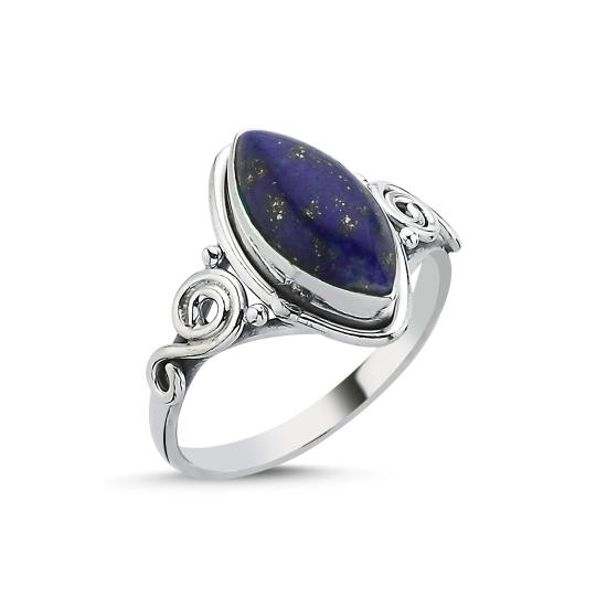 Tevuli Gümüş Lapis Lazuli & Etnik Detaylı Yüzük