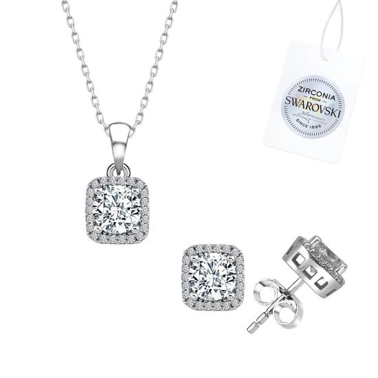 Tevuli Gümüş Swarovski Zirconia Taşlı Set