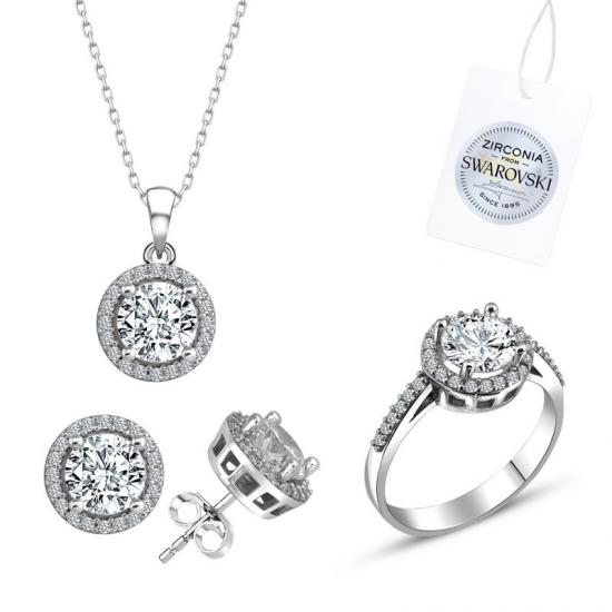 Tevuli Gümüş Swarovski Zirconia Taşlı Set