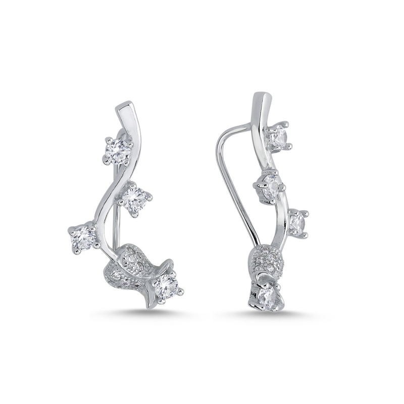 Tevuli Gümüş Zirkon Taşlı Ear Cuff Küpe