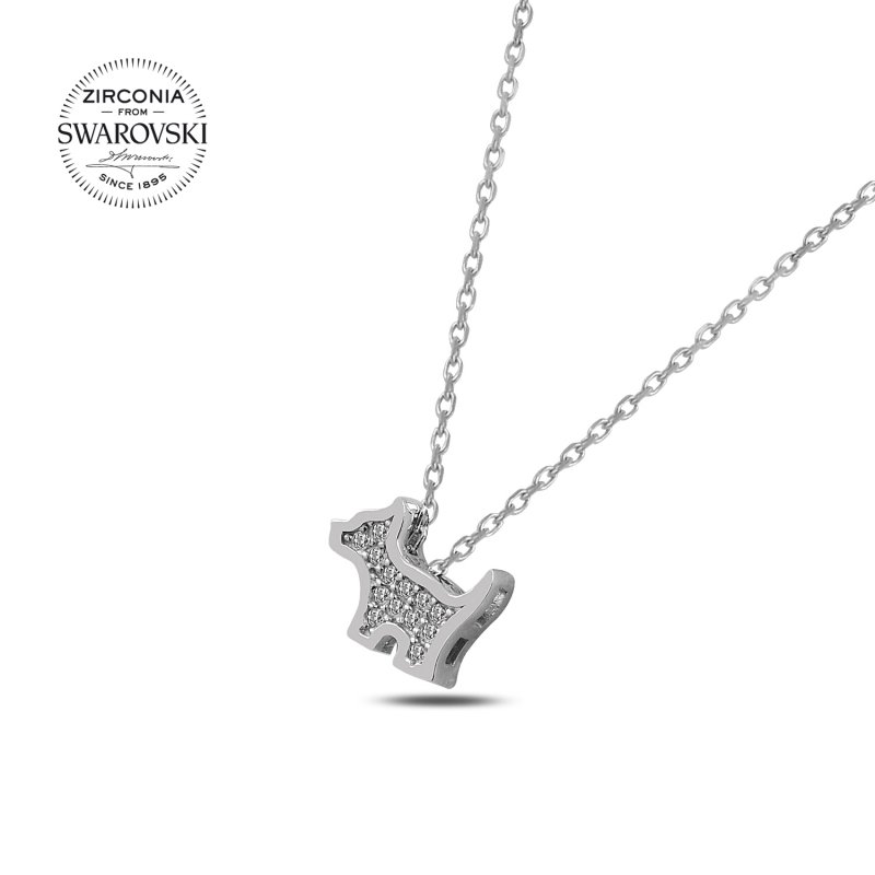 Tevuli Gümüş Swarovski Zirconia Taşlı Köpek Kolye