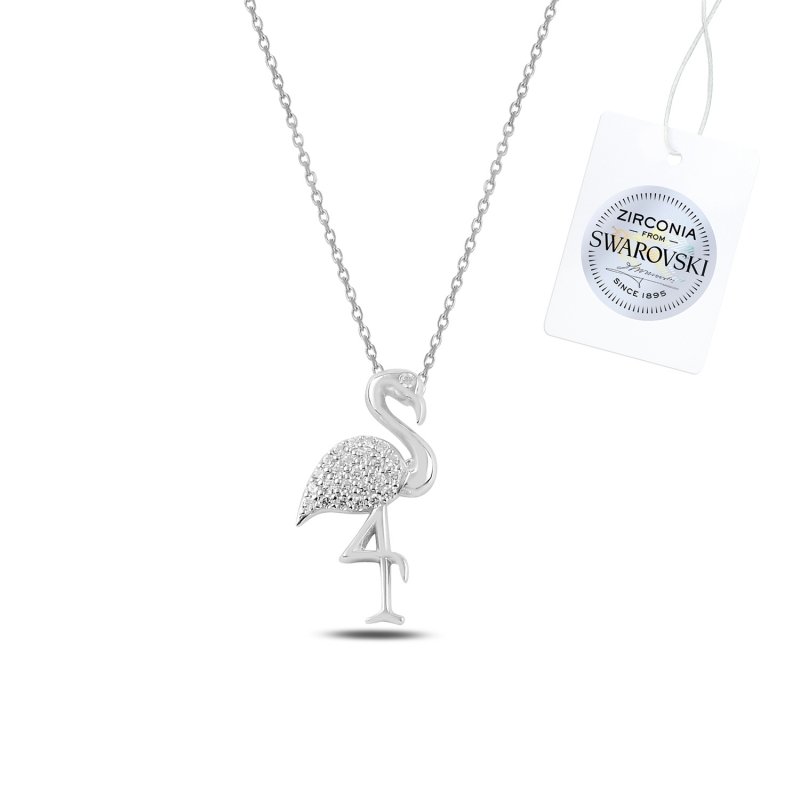 Tevuli Gümüş Swarovski Zirconia Taşlı Flamingo Kolye