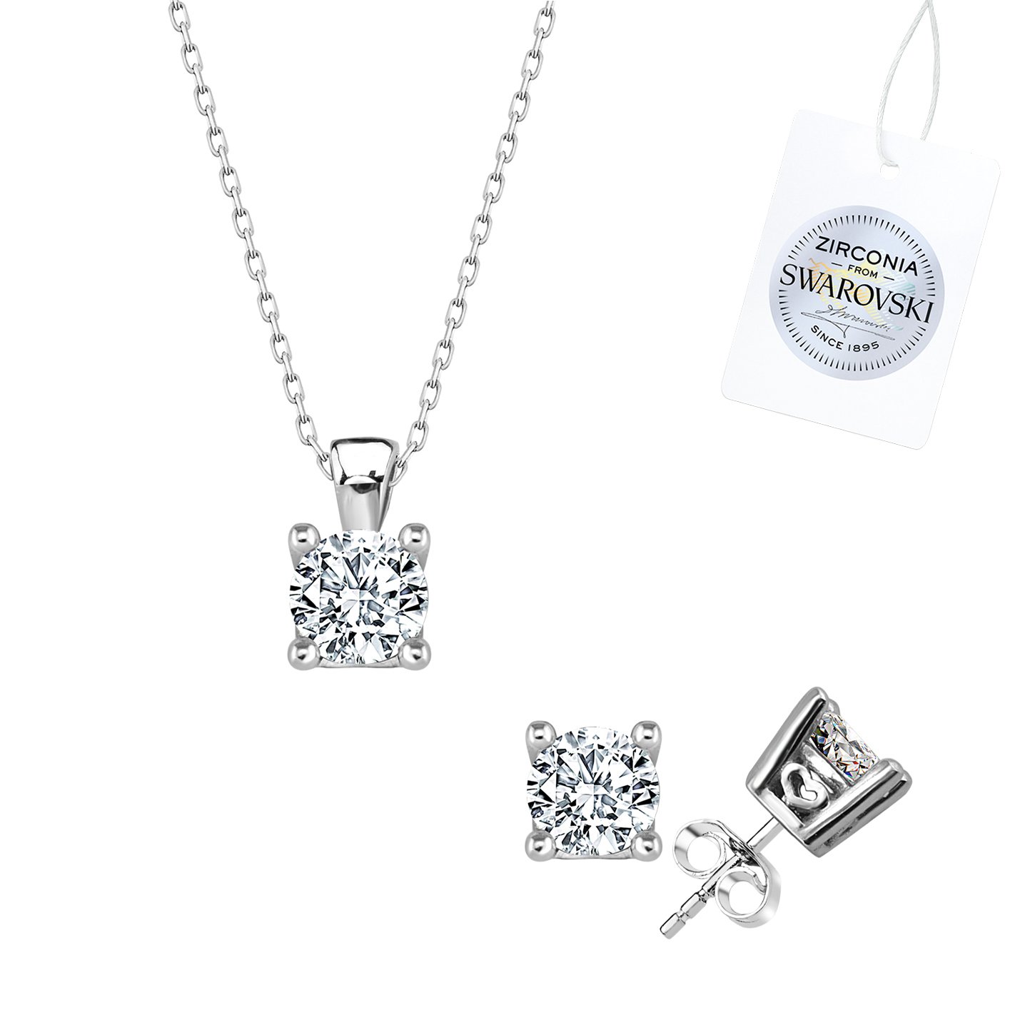 Tevuli Gümüş Swarovski Zirconia Taşlı Tektaş Set