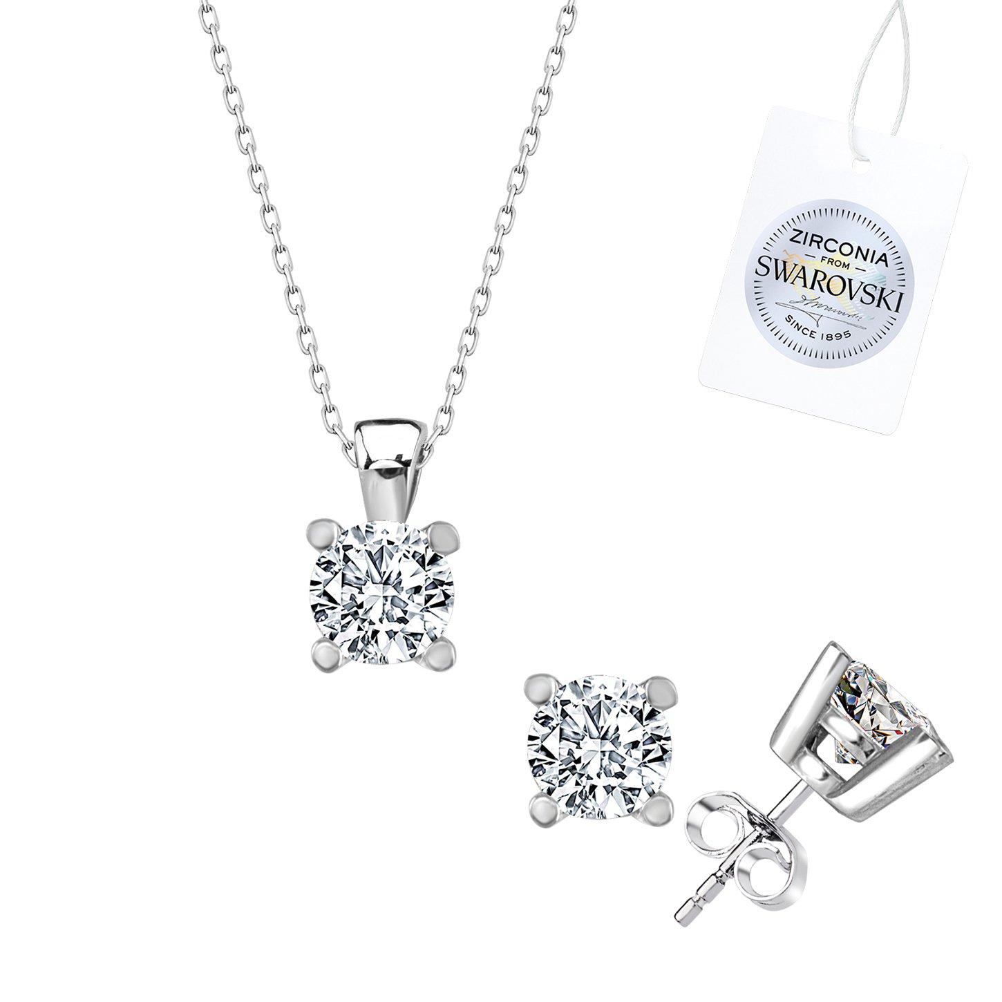 Tevuli Gümüş Swarovski Zirconia Taşlı Tektaş Set