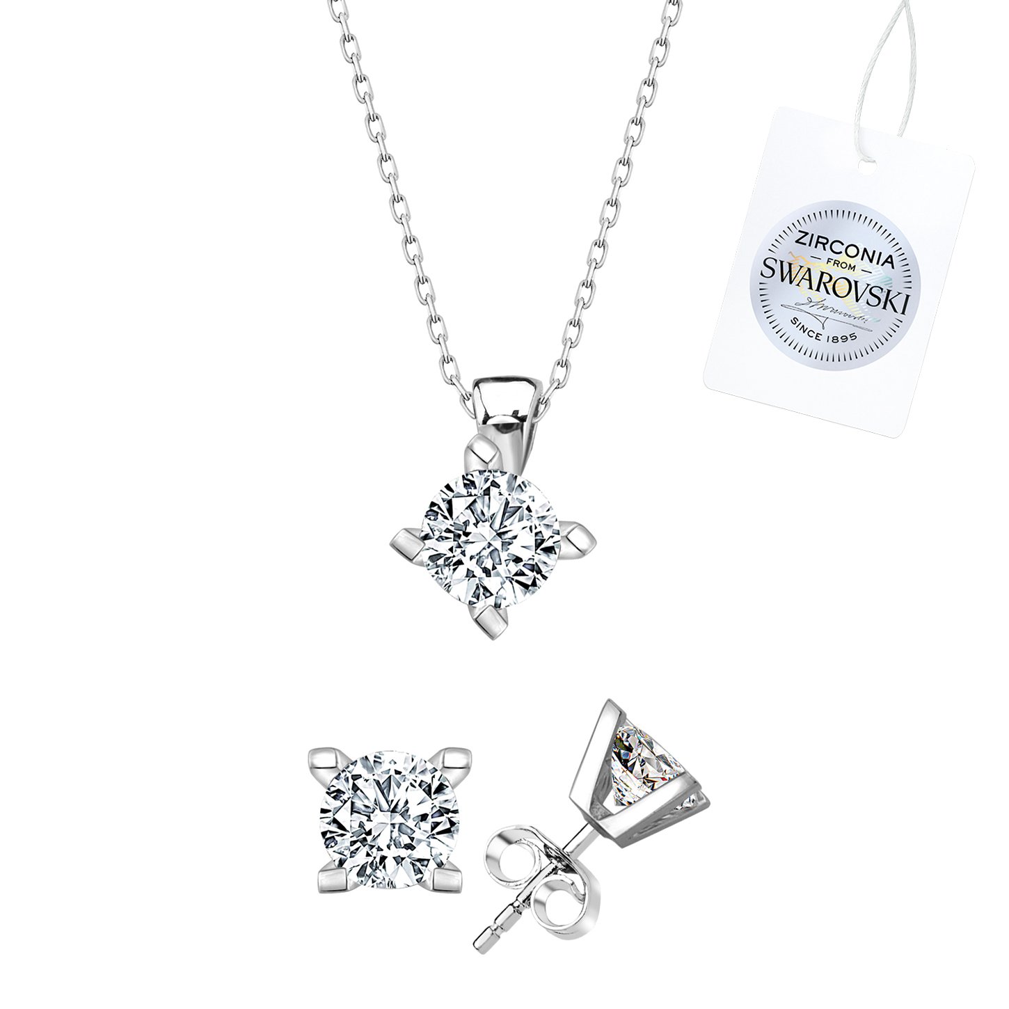 Tevuli Gümüş Swarovski Zirconia Taşlı Tektaş Set