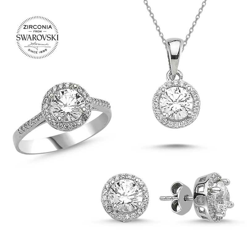 Tevuli Gümüş Swarovski Zirconia Taşlı Set